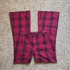 Vintage Xhilaration pink magenta with gold tinsel plaid flare pants